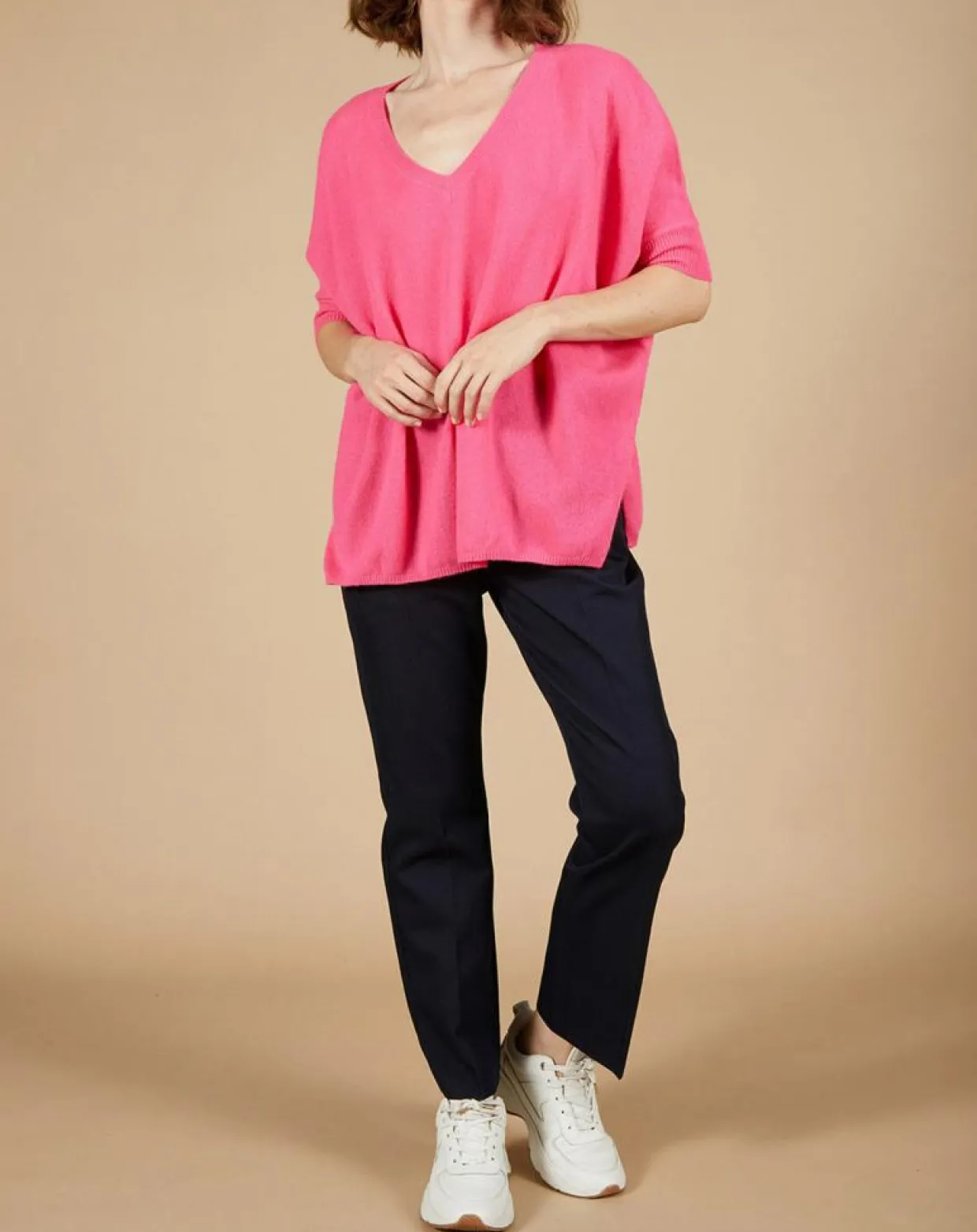 Femme Cashmere Tribu Pulls^Pull poncho 100% Cachemire Kelly col V manches courtes tulipe