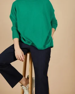 Femme Cashmere Tribu Pulls^Pull poncho 100% Cachemire Lola col roulé vert impérial