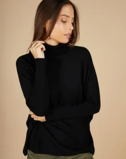 Femme Cashmere Tribu Pulls^Pull poncho 100% Cachemire Lola col roulé noir