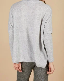 Femme Cashmere Tribu Pulls^Pull poncho 100% Cachemire Lola col roulé gris chiné clair