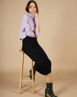 Pull poncho 100% Cachemire Lola col roulé lilas-Cashmere Tribu Discount