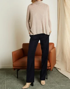 Pull poncho 100% Cachemire Olivia Col roulé taupe chiné-Miss Cashmere Best