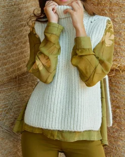 Pull poncho en Alpaga mélangé Billie écru-Lauren Vidal Outlet