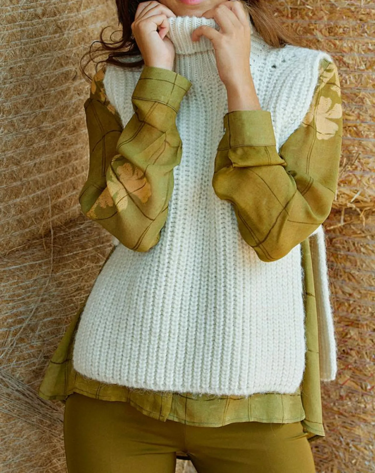 Pull poncho en Alpaga mélangé Billie écru-Lauren Vidal Outlet