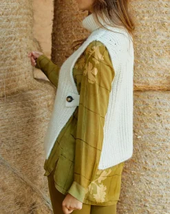 Pull poncho en Alpaga mélangé Billie écru-Lauren Vidal Outlet