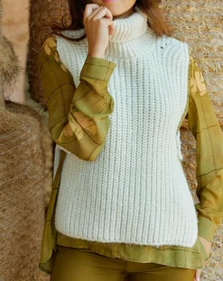 Pull poncho en Alpaga mélangé Billie écru-Lauren Vidal Outlet