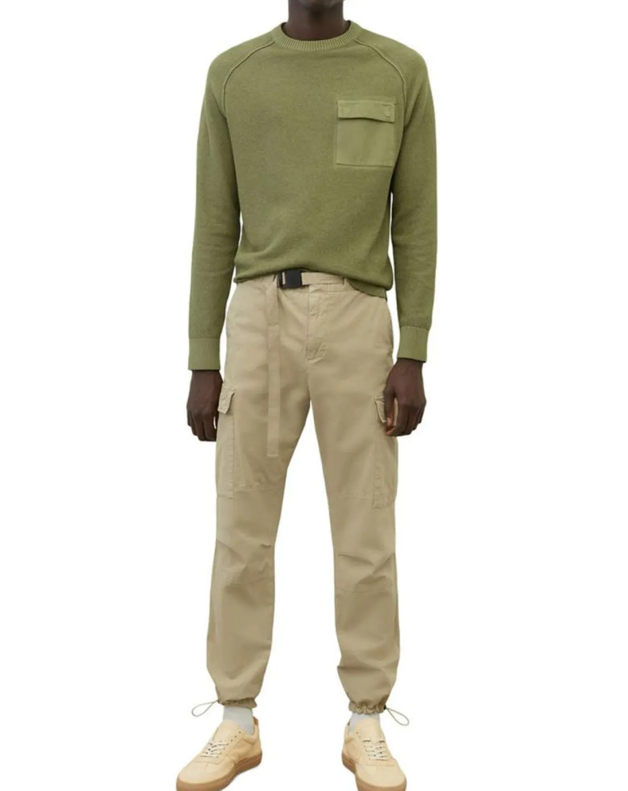 Pull Rond Raglan Poche Poitrine kaki-Marc O'Polo New