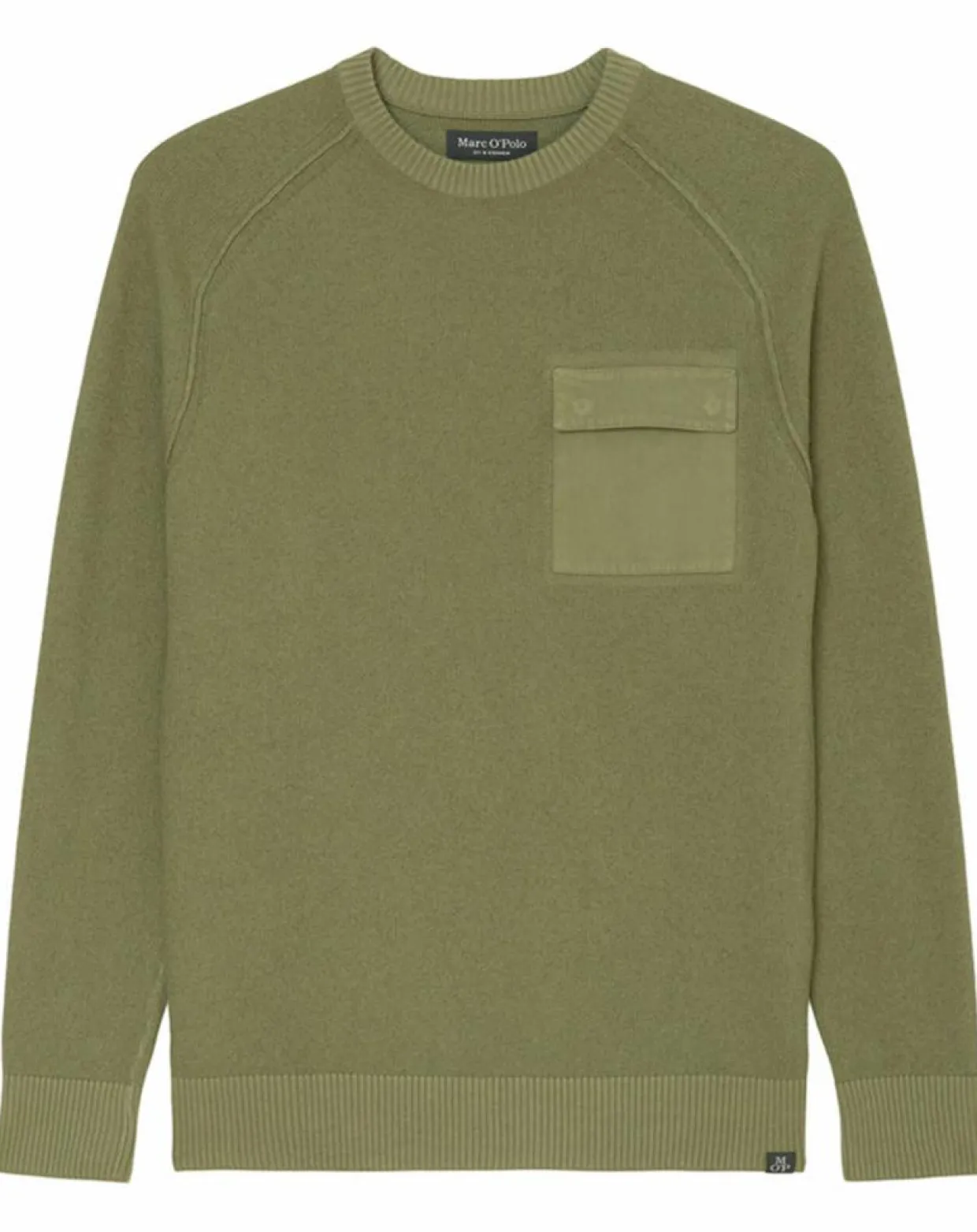 Pull Rond Raglan Poche Poitrine kaki-Marc O'Polo New
