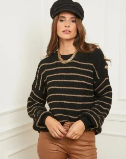 Pull Rosa noir-L'Armoire de Suzette New