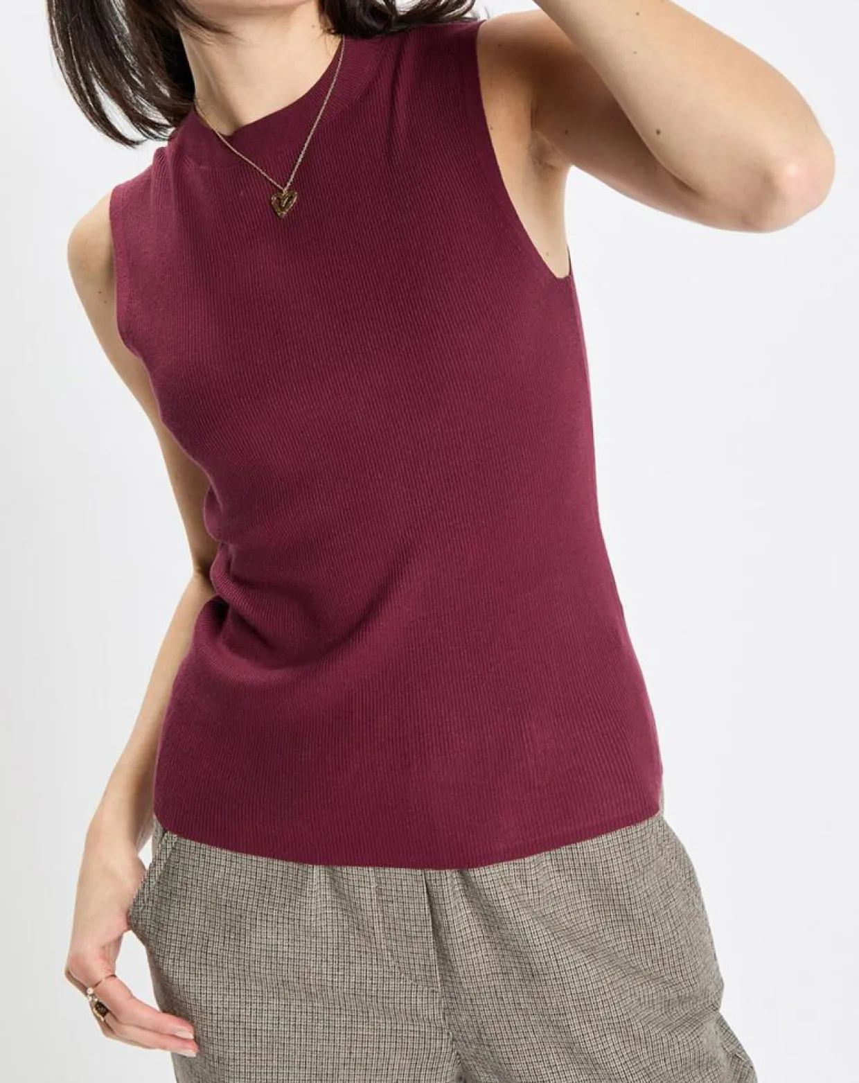 Pull sans manches côtelé rouge foncé-Marc O'Polo Best