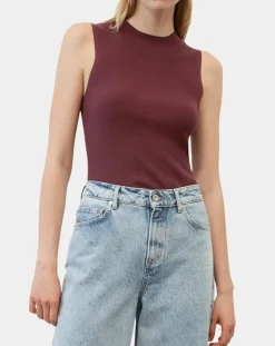 Pull sans manches côtelé rouge foncé-Marc O'Polo Best