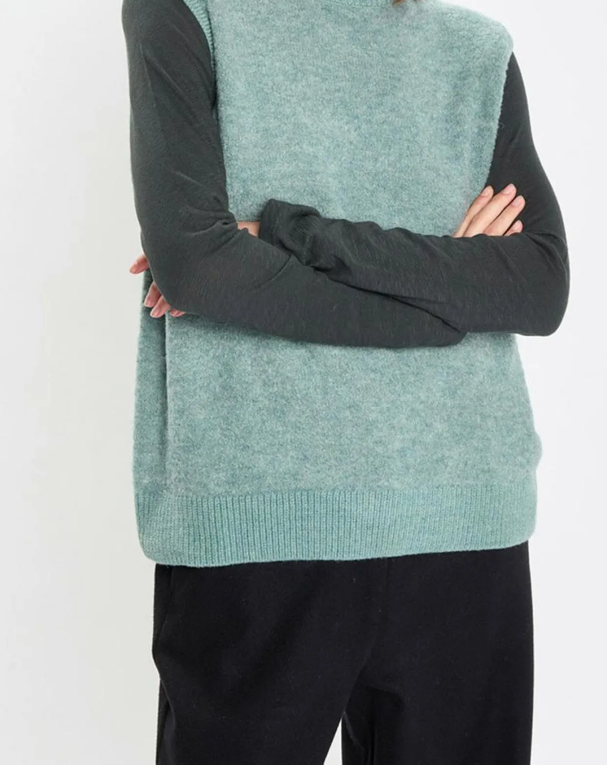 Pull sans manches en Laine & Alpaga mélangés vert-Marc O'Polo Clearance