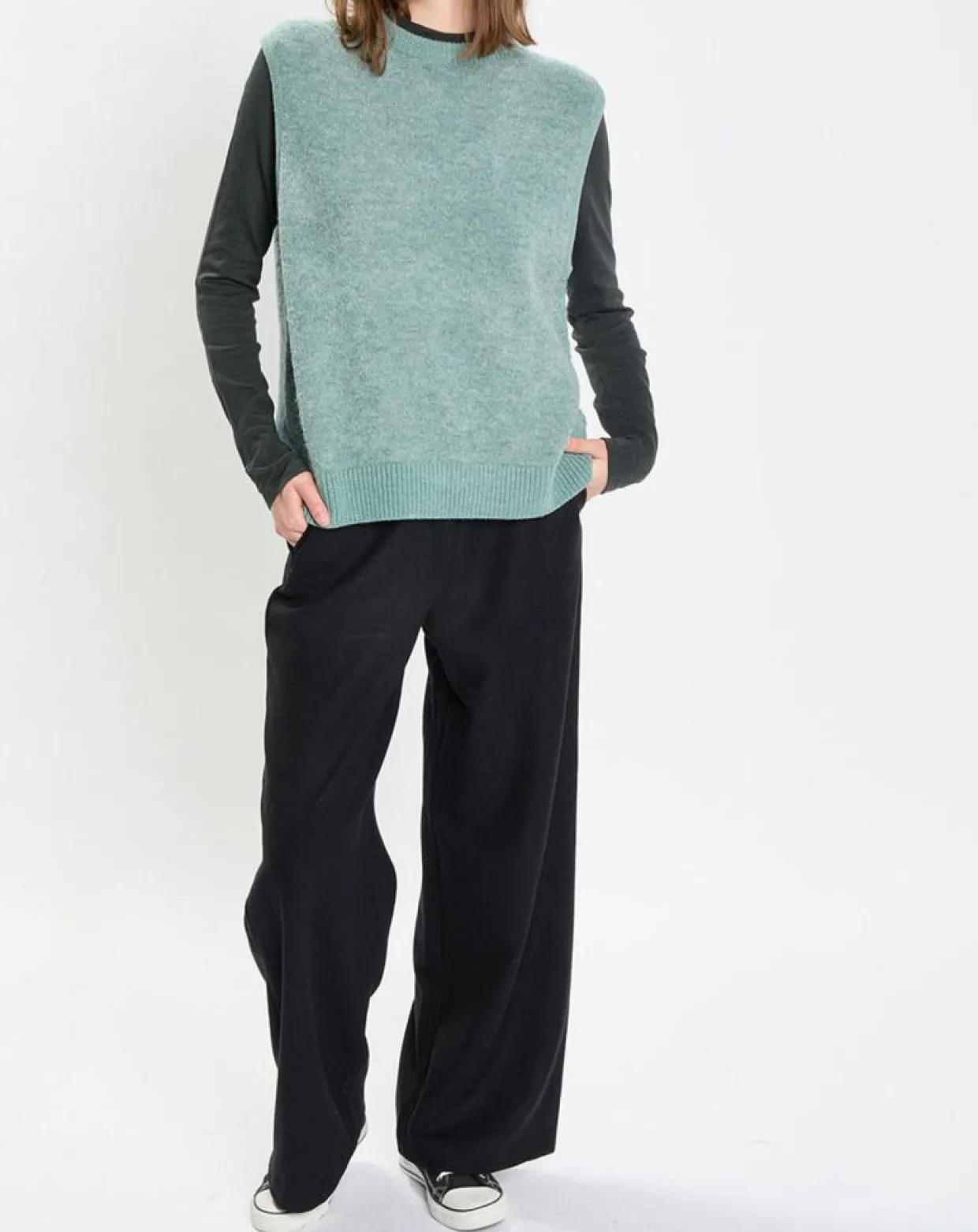 Pull sans manches en Laine & Alpaga mélangés vert-Marc O'Polo Clearance