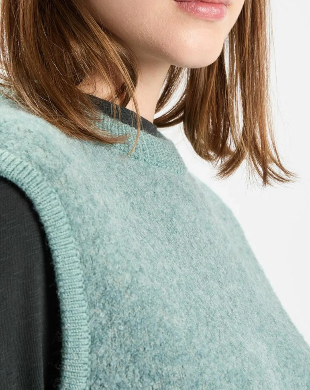 Pull sans manches en Laine & Alpaga mélangés vert-Marc O'Polo Clearance