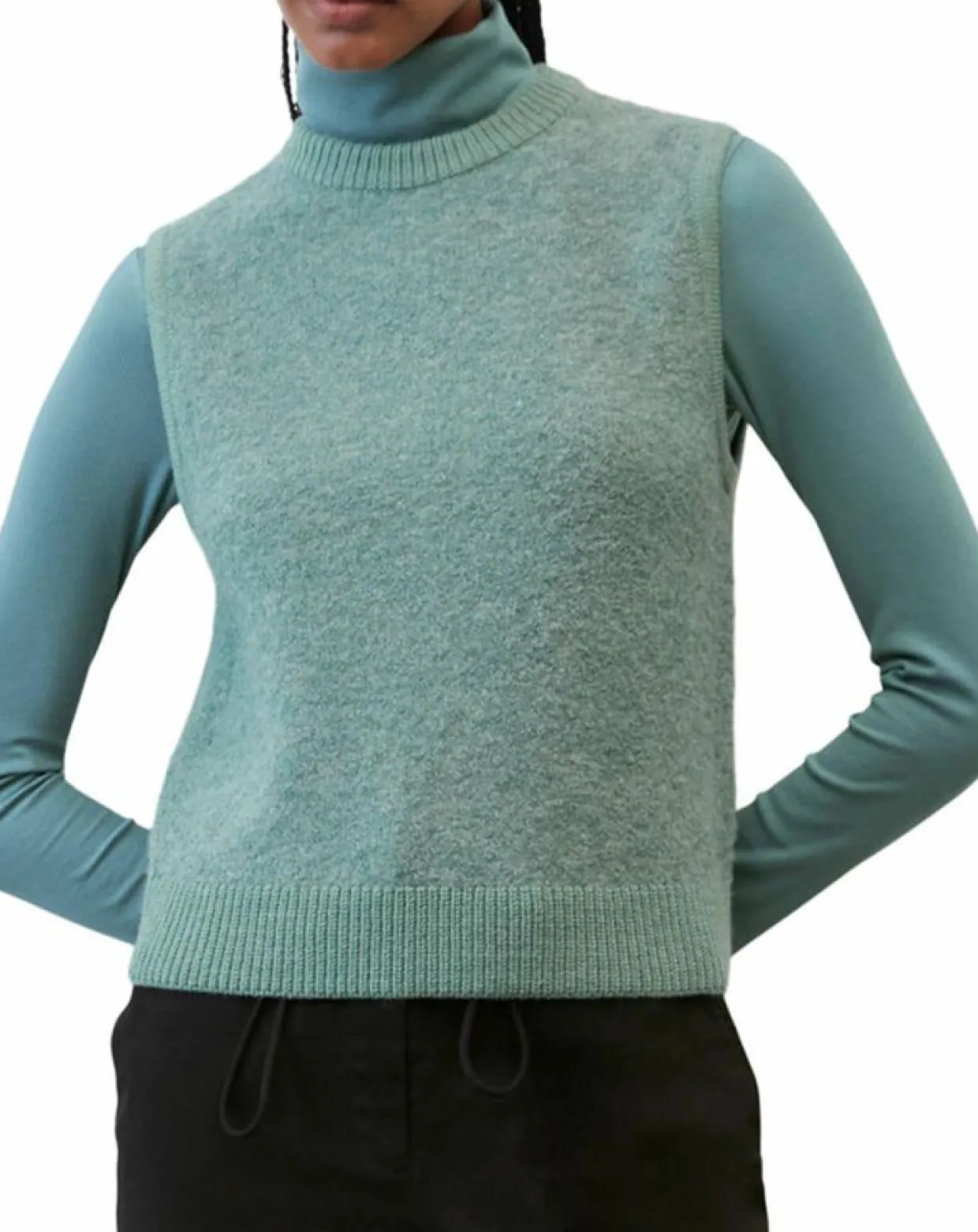 Pull sans manches en Laine & Alpaga mélangés vert-Marc O'Polo Clearance