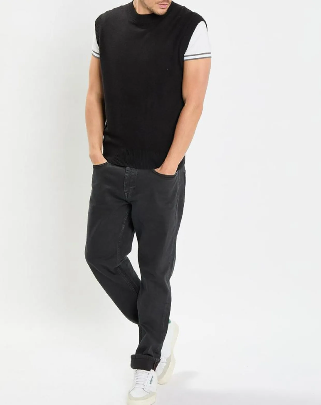 Homme Marc O'Polo Pulls^Pull sans manches en Laine & Coton noir