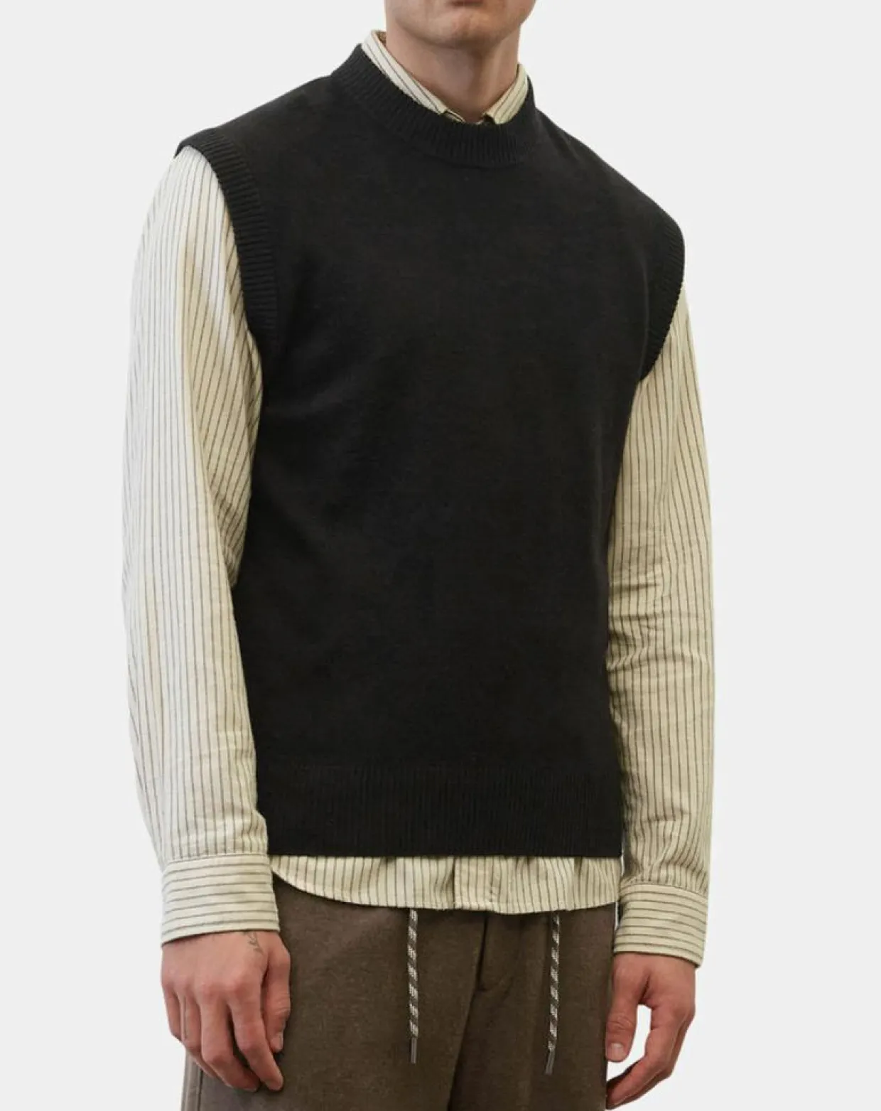 Homme Marc O'Polo Pulls^Pull sans manches en Laine & Coton noir