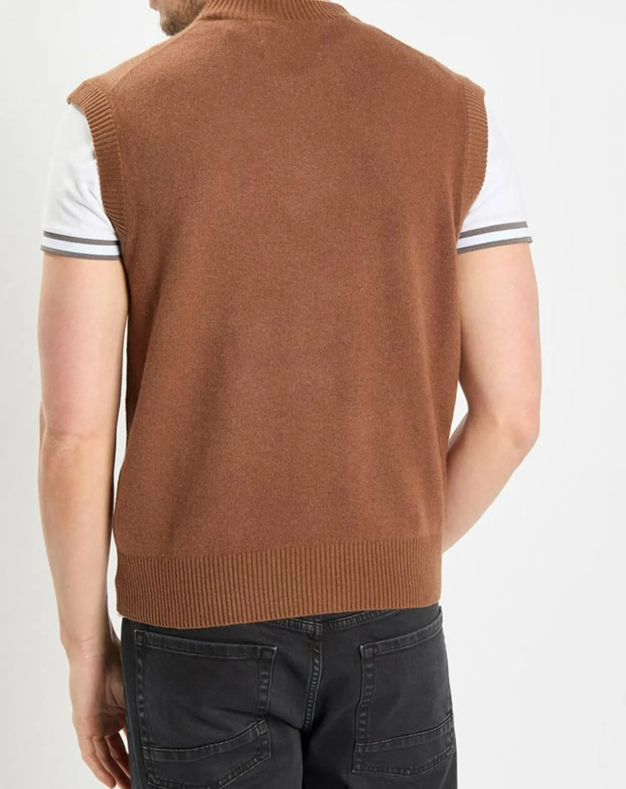 Homme Marc O'Polo Pulls^Pull sans manches en Laine & Coton marron