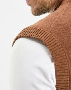 Homme Marc O'Polo Pulls^Pull sans manches en Laine & Coton marron