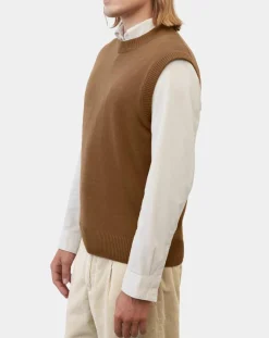 Homme Marc O'Polo Pulls^Pull sans manches en Laine & Coton marron