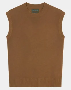 Homme Marc O'Polo Pulls^Pull sans manches en Laine & Coton marron