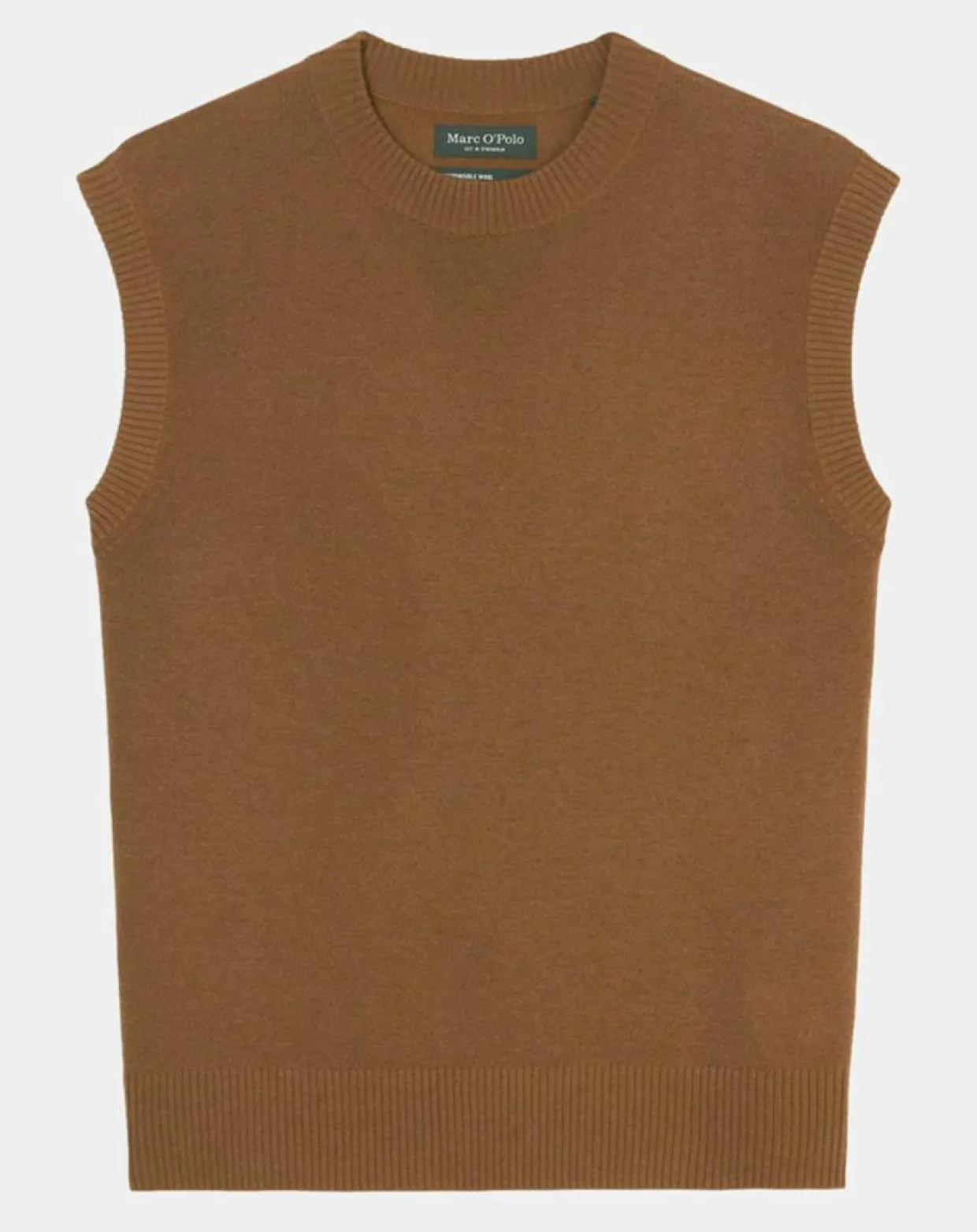 Homme Marc O'Polo Pulls^Pull sans manches en Laine & Coton marron