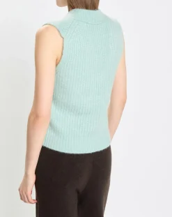 Pull sans manches en Laine & Alpaga mélangés bleu clair-Marc O'Polo Clearance