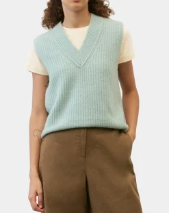 Pull sans manches en Laine & Alpaga mélangés bleu clair-Marc O'Polo Clearance