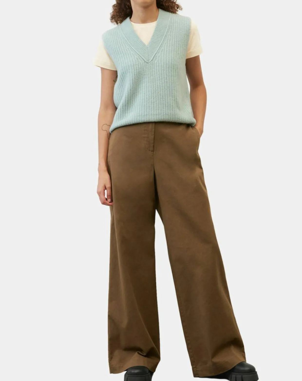 Pull sans manches en Laine & Alpaga mélangés bleu clair-Marc O'Polo Clearance