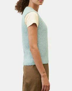 Pull sans manches en Laine & Alpaga mélangés bleu clair-Marc O'Polo Clearance