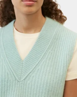 Pull sans manches en Laine & Alpaga mélangés bleu clair-Marc O'Polo Clearance