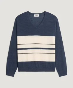 Femme Rodier Pulls^Pull Saoirse 100% Laine col V rayures bleu denim