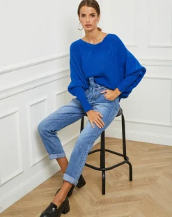 Pull Sarah bleu roi-Fleur de cachemire New