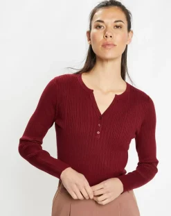 Femme Galeries Lafayette Pulls^Pull tunisien en Maille côtelée Fya bordeaux
