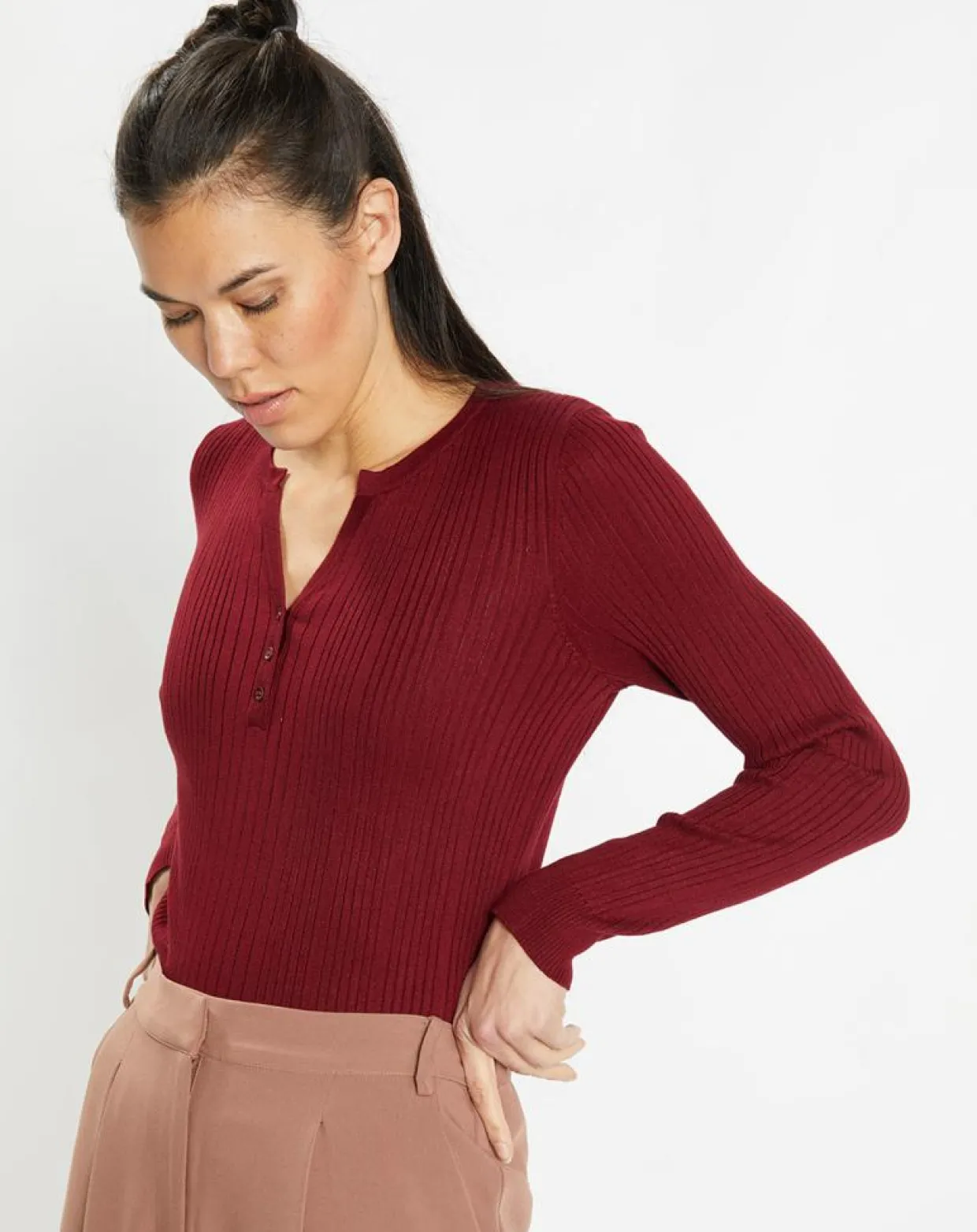 Femme Galeries Lafayette Pulls^Pull tunisien en Maille côtelée Fya bordeaux