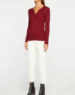 Femme Galeries Lafayette Pulls^Pull tunisien en Maille côtelée Fya bordeaux