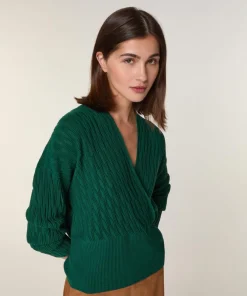 Femme Rodier Pulls^Pull Valentine 100% Laine Cache-Cœur vert anglais