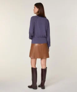 Pull Véra 100% laine col bicolore violet-Rodier Discount