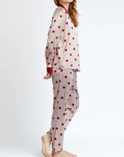 Femme Admas Classic Lingerie, Nuit^Pyjama Chemise & Pantalon Sienna rose/rouge