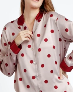 Femme Admas Classic Lingerie, Nuit^Pyjama Chemise & Pantalon Sienna rose/rouge