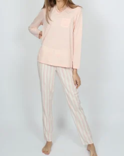 Femme Admas Classic Lingerie, Nuit^Pyjama Classic Tripes rose