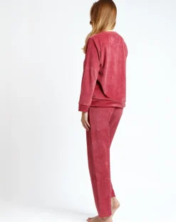 Pyjama en velours côtelé framboise-Admas Online
