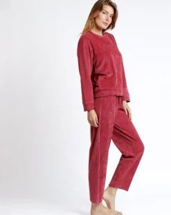 Pyjama en velours côtelé framboise-Admas Online