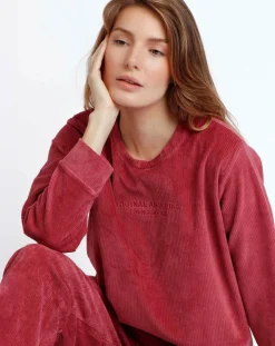 Pyjama en velours côtelé framboise-Admas Online