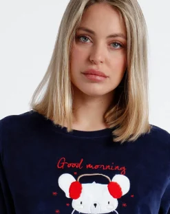 Pyjama en velours Good Morning Mouse bleu marine-Admas Online