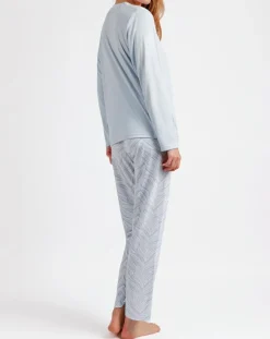 Pyjama Haut à manches longues & Pantalon Aria bleu ciel-Admas Classic