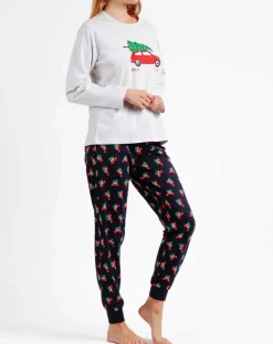 Pyjama Haut à manches longues & Pantalon Leila gris/bleu marine-Admas Clearance