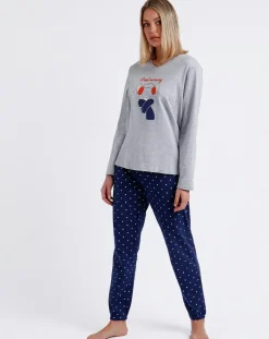 Pyjama haut à manches longues & pantalon gris/bleu marine-Mr Wonderful Best