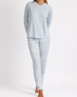 Pyjama Haut à manches longues & Pantalon Meera bleu ciel-Admas Classic