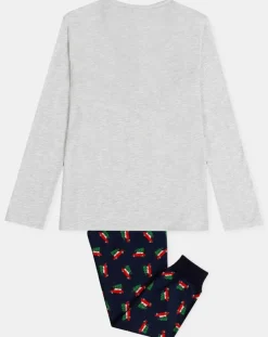 Enfant Admas Fille^Pyjama Haut manches longues & Pantalon Shiori gris/bleu marine